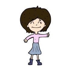 comic cartoon happy girl giving thumbs up symbol N3