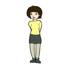 comic cartoon shy woman N12