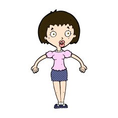 comic cartoon confused woman shrugging shoulders N3