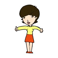 comic cartoon woman giving thumbs up symbol N16