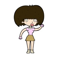 comic cartoon woman waving N74