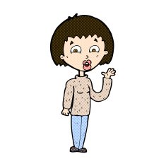 comic cartoon woman waving N75