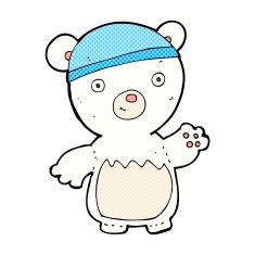 comic cartoon polar bear wearing hat