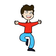 comic cartoon excited boy N29