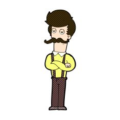 comic cartoon man with mustache N19
