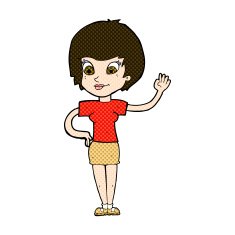 comic cartoon woman waving N76