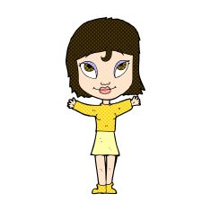 comic cartoon woman with open arms N24