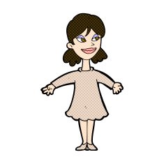 comic cartoon woman with open arms N26