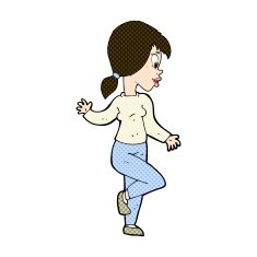 comic cartoon woman waving N78