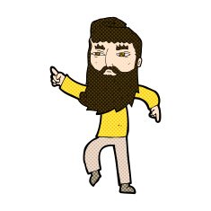 comic cartoon bearded man pointing the way N3