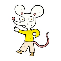comic cartoon waving mouse N3