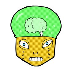 comic cartoon spooky robot head N3