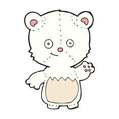 comic cartoon polar bear cub waving N2