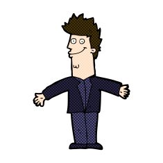 comic cartoon happy man with open arms N3