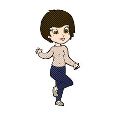 comic cartoon woman waving N80