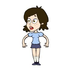 comic cartoon surprised woman N53