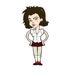 comic cartoon woman with hands on hips N52