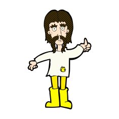 comic cartoon hippie man giving thumbs up symbol N3
