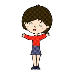 comic cartoon worried woman N16