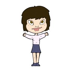 comic cartoon woman waving arms N5