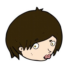 comic cartoon female face with raised eyebrow N3