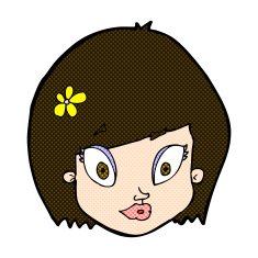 comic cartoon happy female face N39