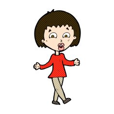 comic cartoon woman shrugging shoulders N113