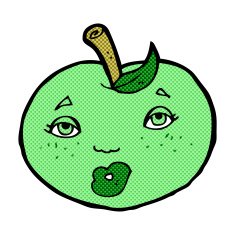 comic cartoon apple with face N5