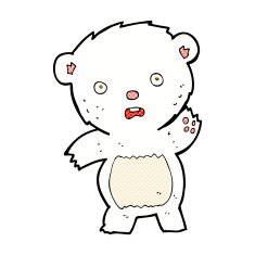 comic cartoon waving polar bear cub