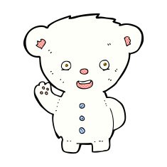 comic cartoon waving polar bear cub N2