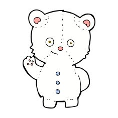 comic cartoon waving polar bear cub N3