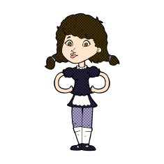 comic cartoon happy waitress woman N3