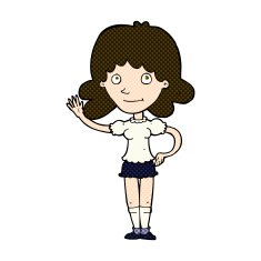comic cartoon woman waving N81