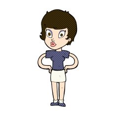 comic cartoon woman with hands on hips N53