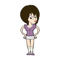 comic cartoon woman with hands on hips N54