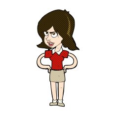comic cartoon annoyed woman with hands on hips N3
