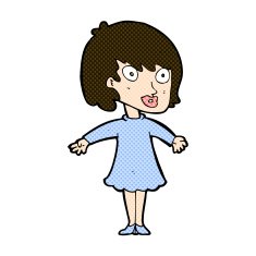 comic cartoon woman wearing dress N3