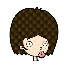 comic cartoon surprised female face N13