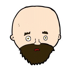 comic cartoon shocked man with beard N4
