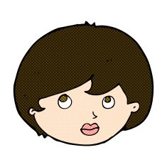 comic cartoon female face looking upwards N3