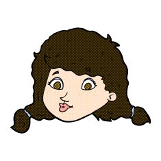 comic cartoon pretty female face N21