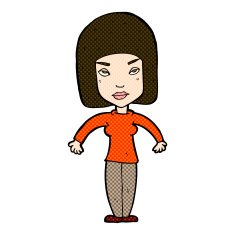 comic cartoon woman shrugging shoulders N115