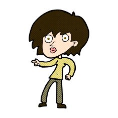 comic cartoon surprised woman pointing N3