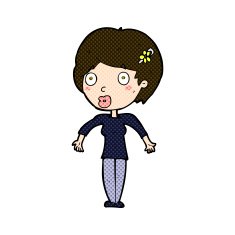 comic cartoon shocked woman N23