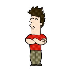 comic cartoon man sulking N3