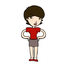 comic cartoon woman with hands on hips N55