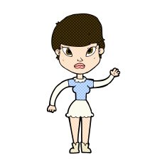 comic cartoon woman waving N86