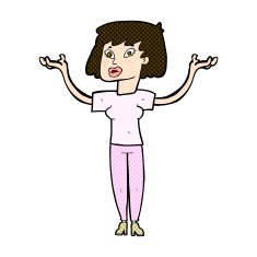 comic cartoon woman holding up hands N5