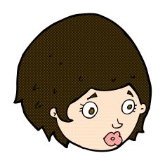 comic cartoon girl with concerned expression N2