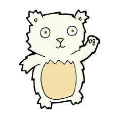 comic cartoon waving polar bear cub N4